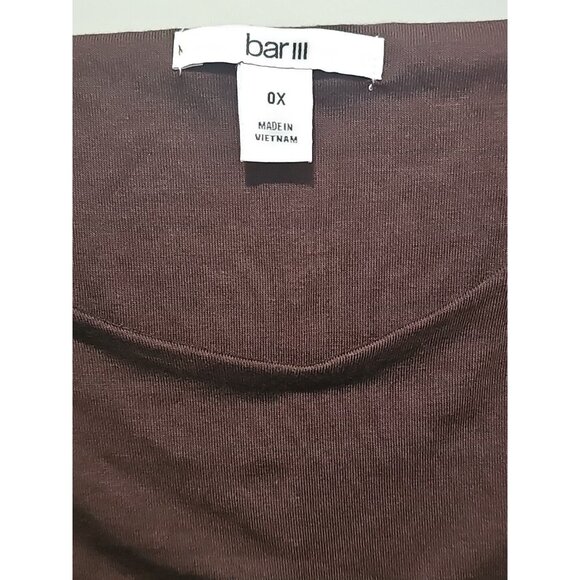 Bar III Women's Crop Top Plus Size 0X Brown Bodycon Long Sleeve Cropped Shirt - Picture 6 of 9